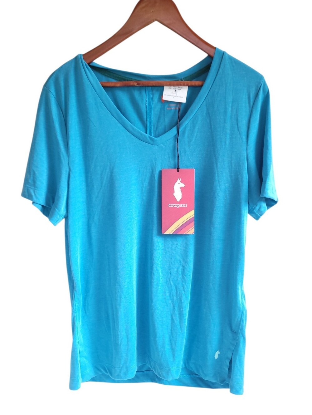 NWT Cotopaxi Poolside Paseo Travel V-Neck Short Sleeve Tee - Teal Womens Medium